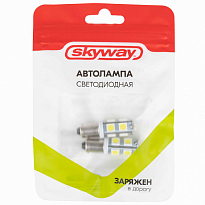 Автолампа диод T8.5(T4)  12V 9 SMD диодов BA9S 1-контактная Белая SKYWAY Габариты, ком-кт 2 шт